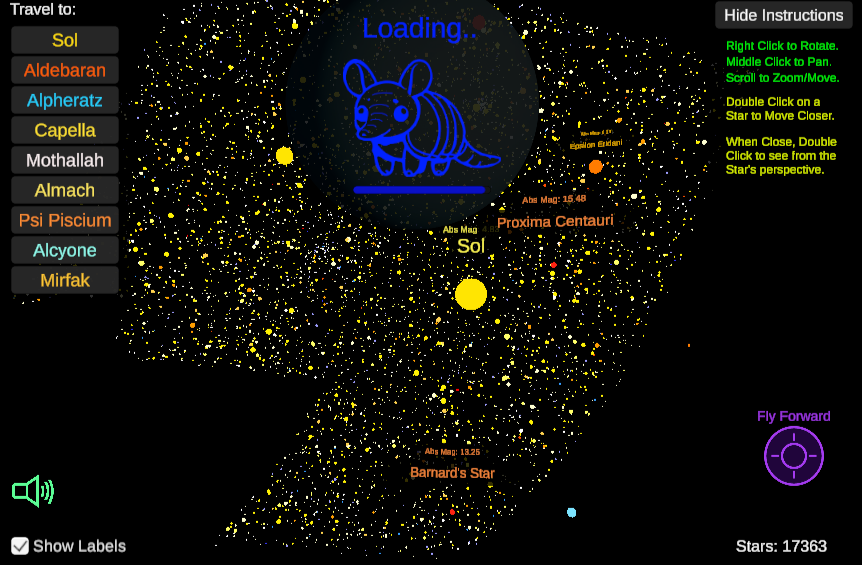 Astreaus Rupertus starfield in motion