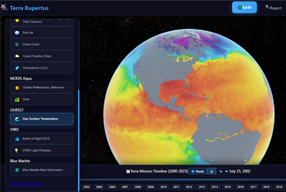 2025 NASA Space Apps temperature demo screen
