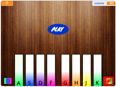 Prismatic Piano Scratch start screen